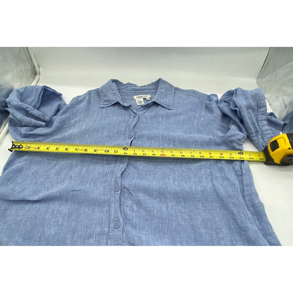 Coldwater Creek Womens XL Light Blue 100% Linen Button Down Long Sleeve Shirt - Picture 5 of 8